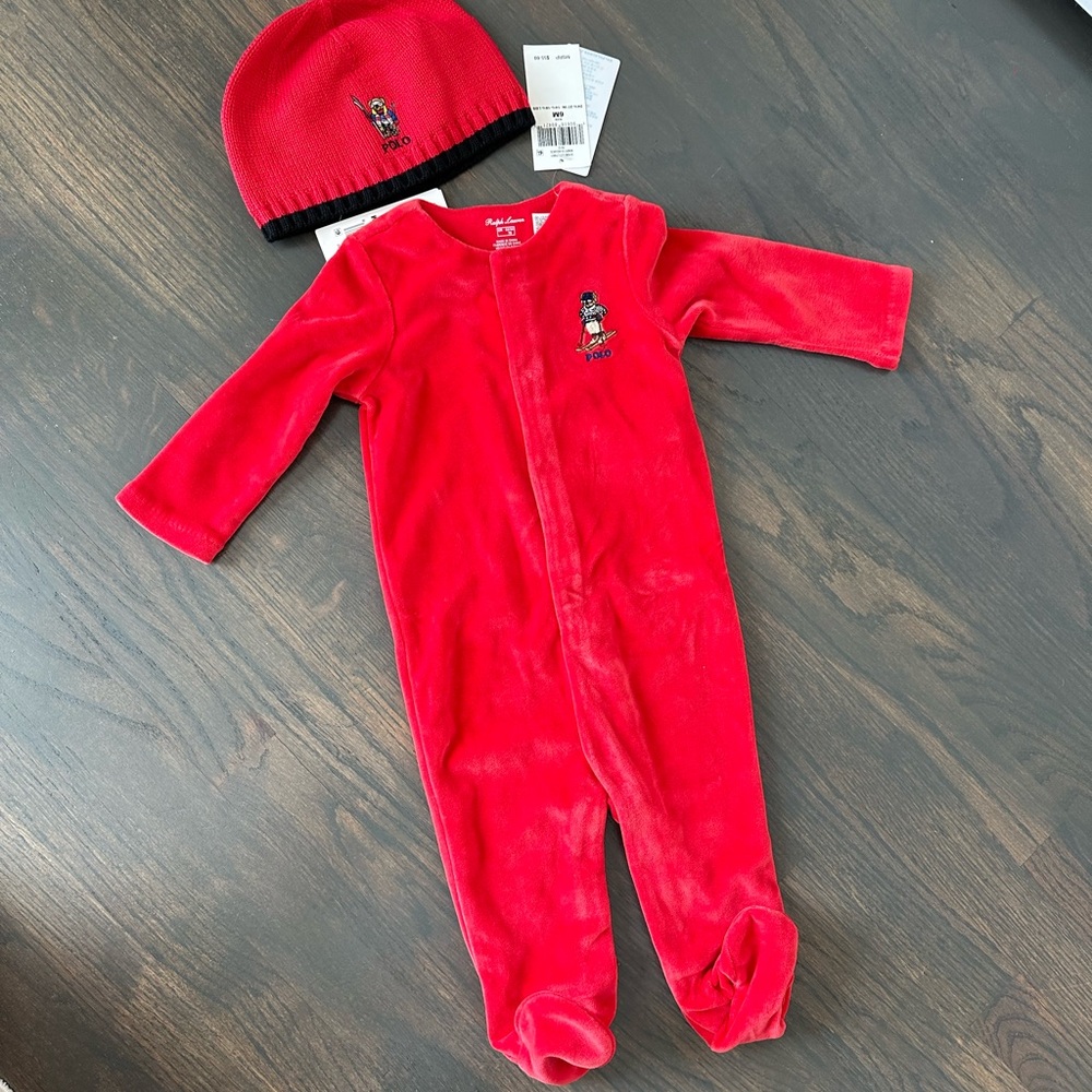 Ralph Lauren Ski Polar Bear Footie *rare* with Hat NEW